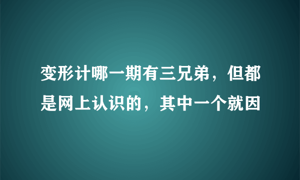 变形计哪一期有三兄弟，但都是网上认识的，其中一个就因