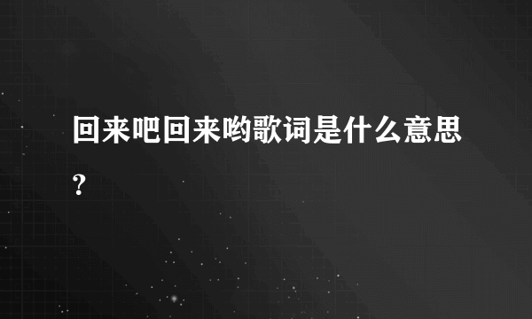 回来吧回来哟歌词是什么意思？