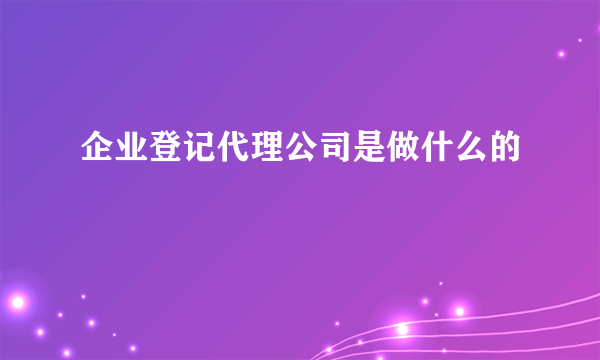 企业登记代理公司是做什么的