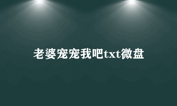 老婆宠宠我吧txt微盘