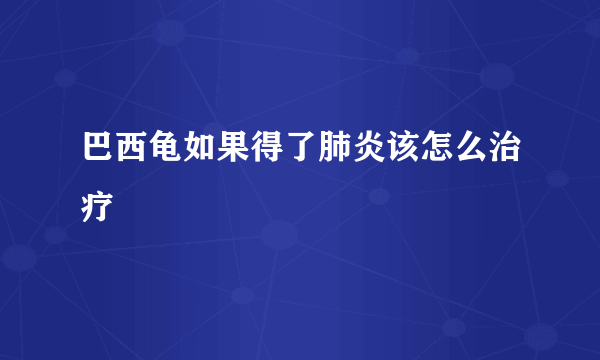 巴西龟如果得了肺炎该怎么治疗