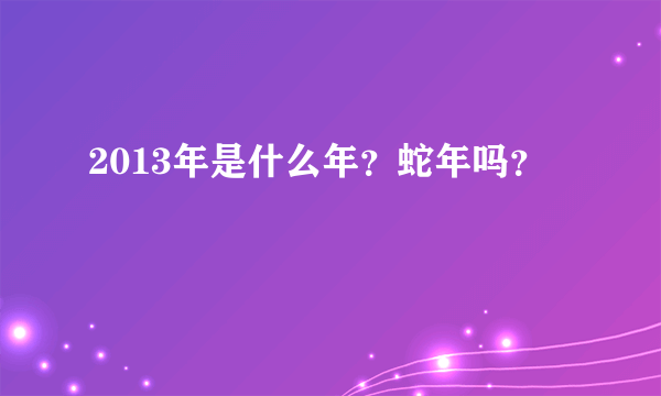 2013年是什么年？蛇年吗？