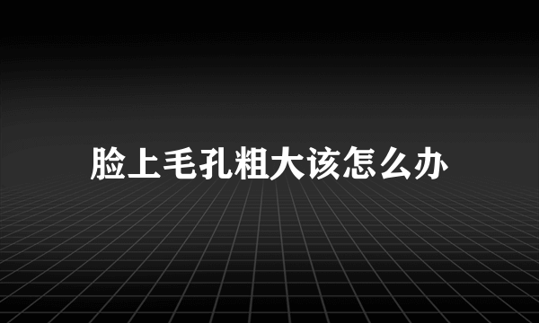 脸上毛孔粗大该怎么办