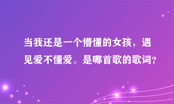 当我还是一个懵懂的女孩，遇见爱不懂爱。是哪首歌的歌词？