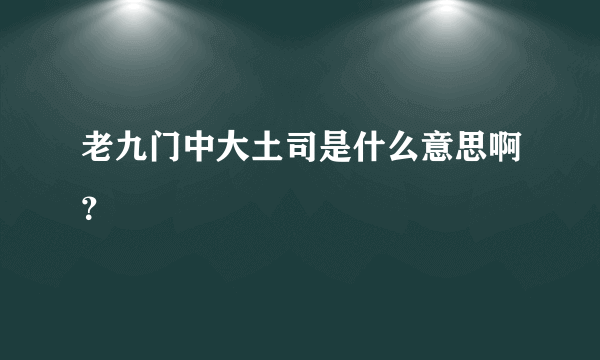 老九门中大土司是什么意思啊？