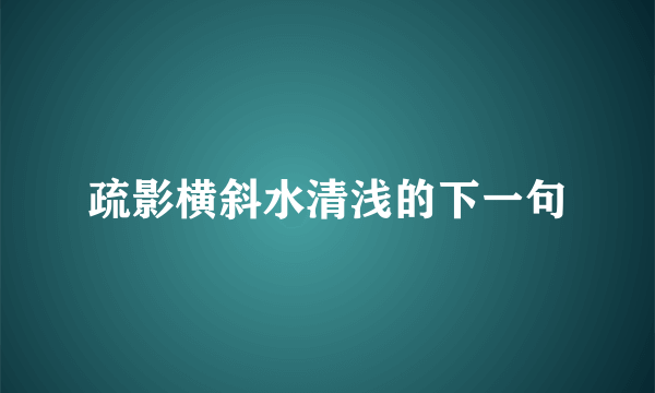 疏影横斜水清浅的下一句