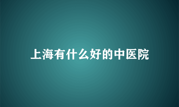 上海有什么好的中医院