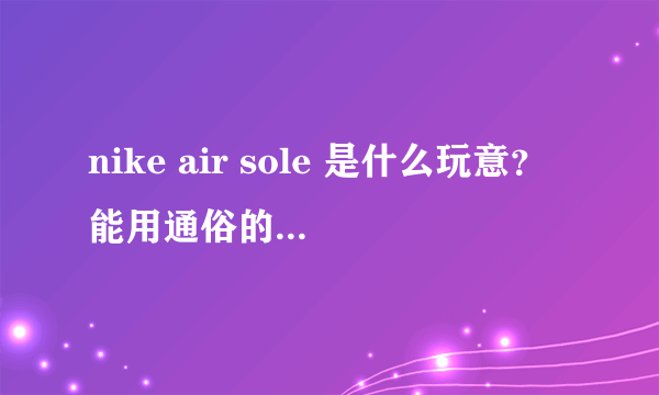 nike air sole 是什么玩意？能用通俗的语言说一下么？