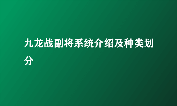 九龙战副将系统介绍及种类划分