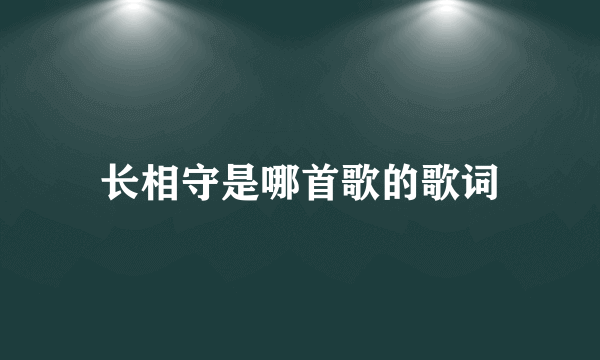 长相守是哪首歌的歌词