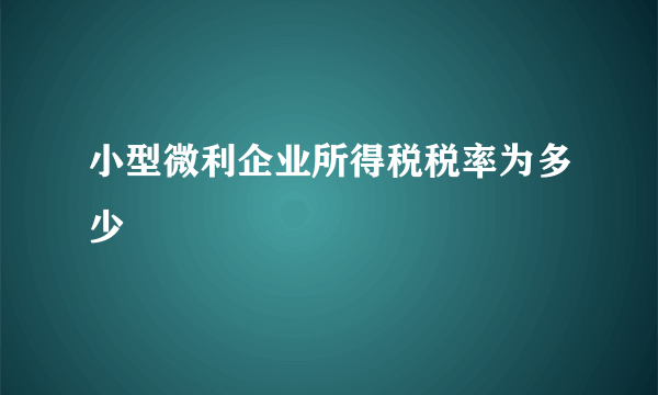 小型微利企业所得税税率为多少