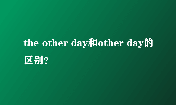 the other day和other day的区别？