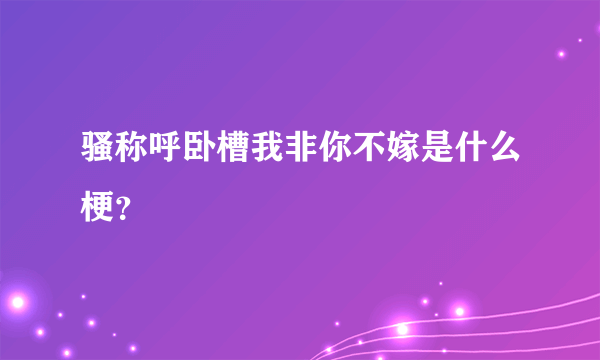 骚称呼卧槽我非你不嫁是什么梗？