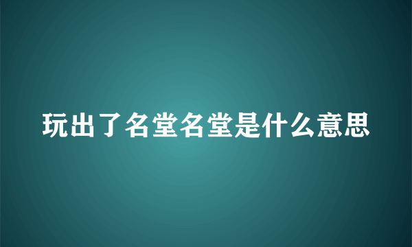 玩出了名堂名堂是什么意思