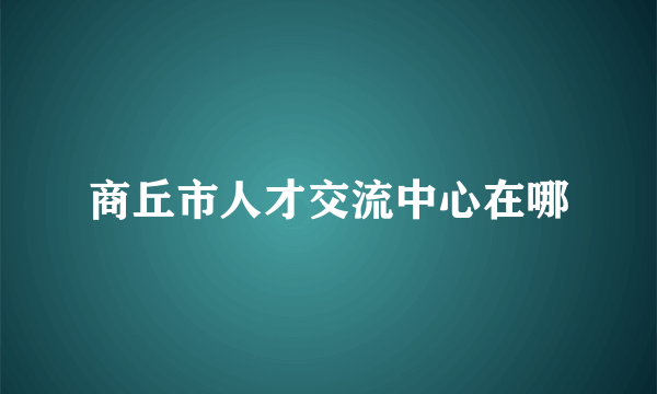 商丘市人才交流中心在哪