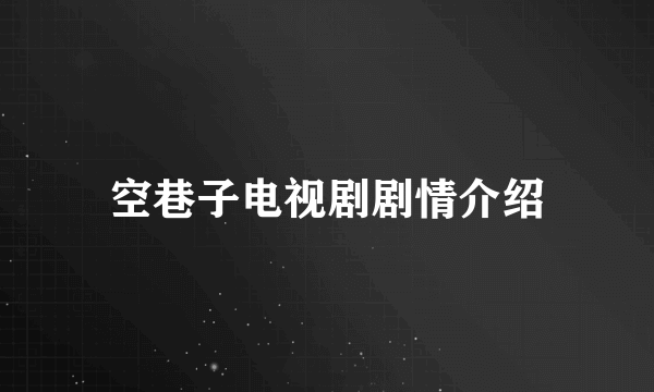 空巷子电视剧剧情介绍