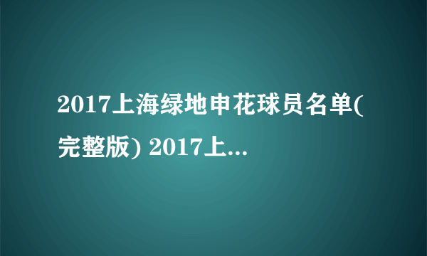 2017上海绿地申花球员名单(完整版) 2017上海绿地申花赛程表