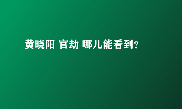 黄晓阳 官劫 哪儿能看到？