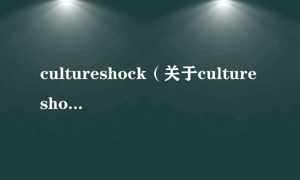 cultureshock（关于cultureshock的简介）