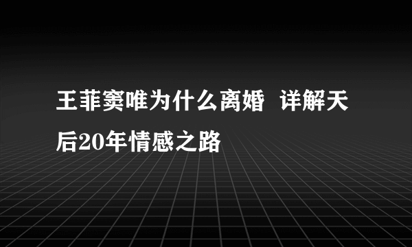 王菲窦唯为什么离婚  详解天后20年情感之路