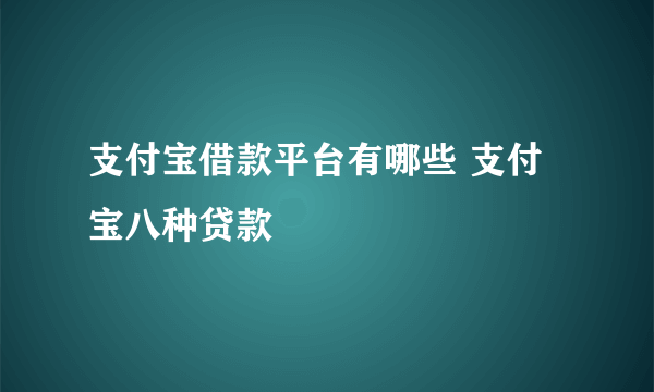 支付宝借款平台有哪些 支付宝八种贷款