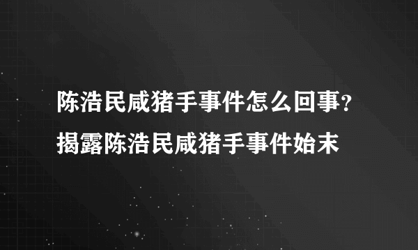 陈浩民咸猪手事件怎么回事？揭露陈浩民咸猪手事件始末