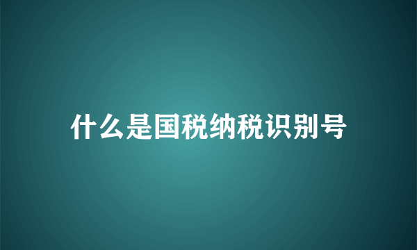 什么是国税纳税识别号