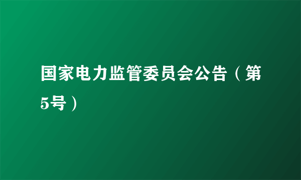 国家电力监管委员会公告（第5号）