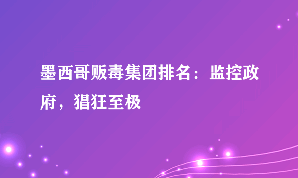 墨西哥贩毒集团排名：监控政府，猖狂至极