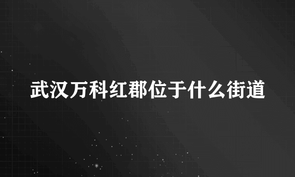 武汉万科红郡位于什么街道