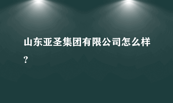 山东亚圣集团有限公司怎么样？