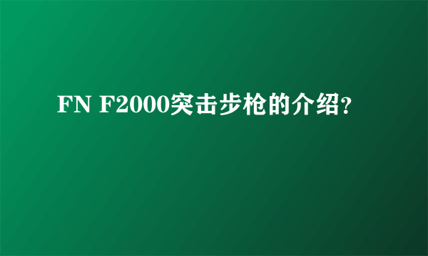 FN F2000突击步枪的介绍？