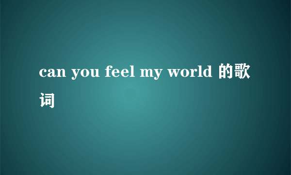 can you feel my world 的歌词