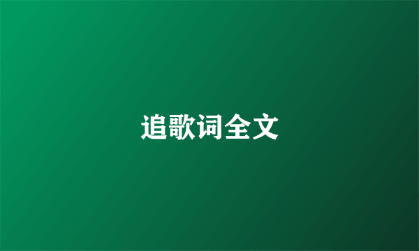 追歌词全文