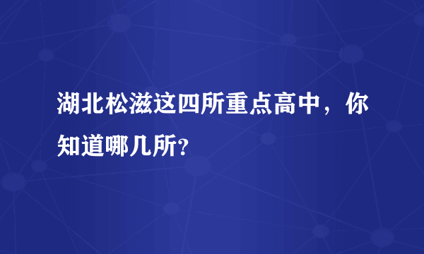 湖北松滋这四所重点高中，你知道哪几所？