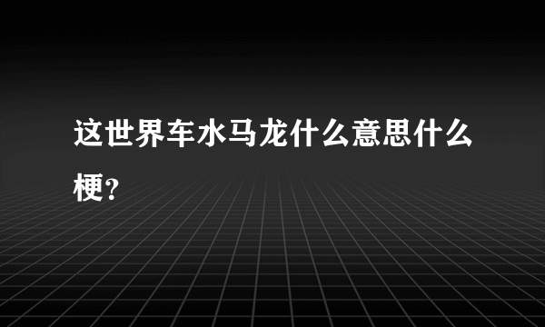 这世界车水马龙什么意思什么梗？