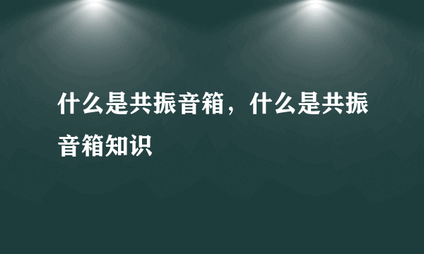 什么是共振音箱，什么是共振音箱知识