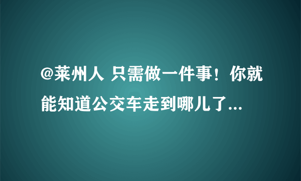 @莱州人 只需做一件事！你就能知道公交车走到哪儿了！巨方便！