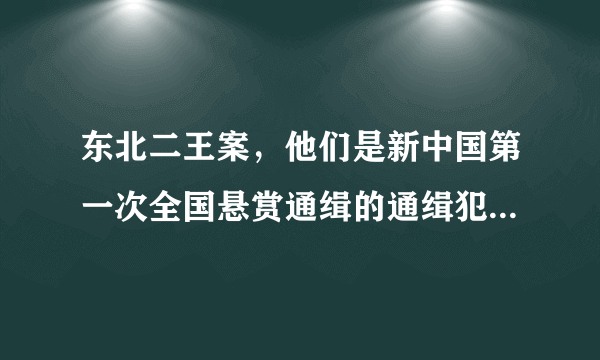 东北二王案，他们是新中国第一次全国悬赏通缉的通缉犯，会受到怎样的制裁？