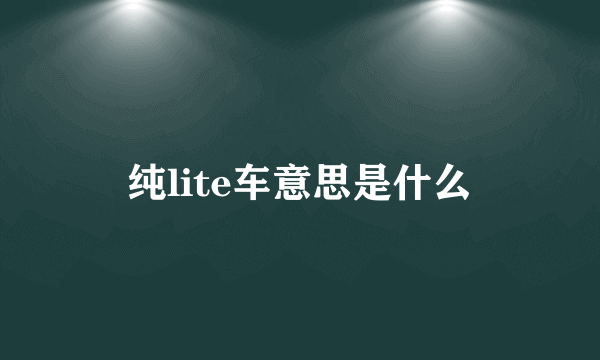 纯lite车意思是什么