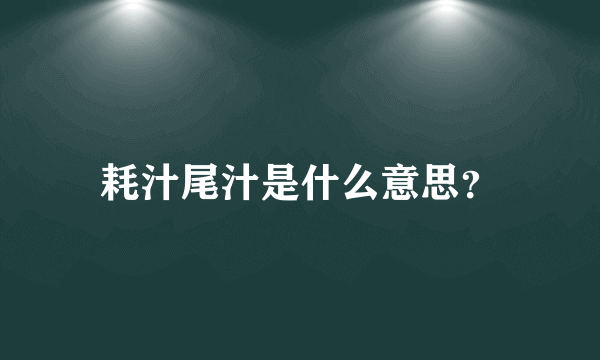 耗汁尾汁是什么意思？