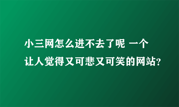 小三网怎么进不去了呢 一个让人觉得又可悲又可笑的网站？