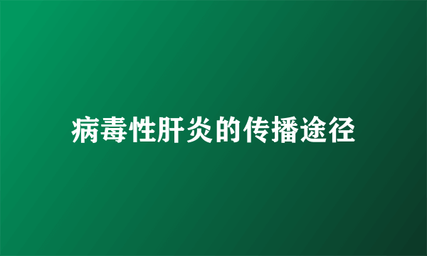 病毒性肝炎的传播途径