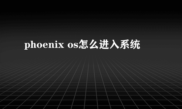 phoenix os怎么进入系统