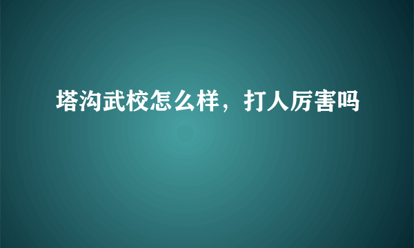 塔沟武校怎么样，打人厉害吗