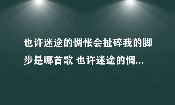 也许迷途的惆怅会扯碎我的脚步是哪首歌 也许迷途的惆怅会扯碎我的脚步是什么歌