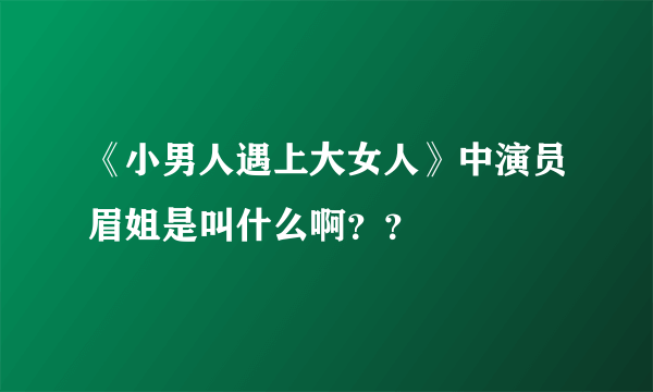 《小男人遇上大女人》中演员眉姐是叫什么啊？？