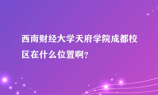 西南财经大学天府学院成都校区在什么位置啊？