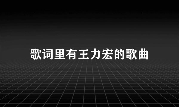 歌词里有王力宏的歌曲