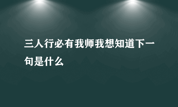 三人行必有我师我想知道下一句是什么